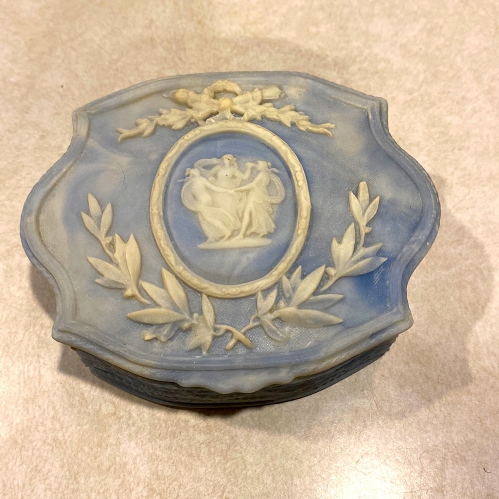 Vintage Three Graces Incolay Marbled Stone Hand-Crafted Box | Carved